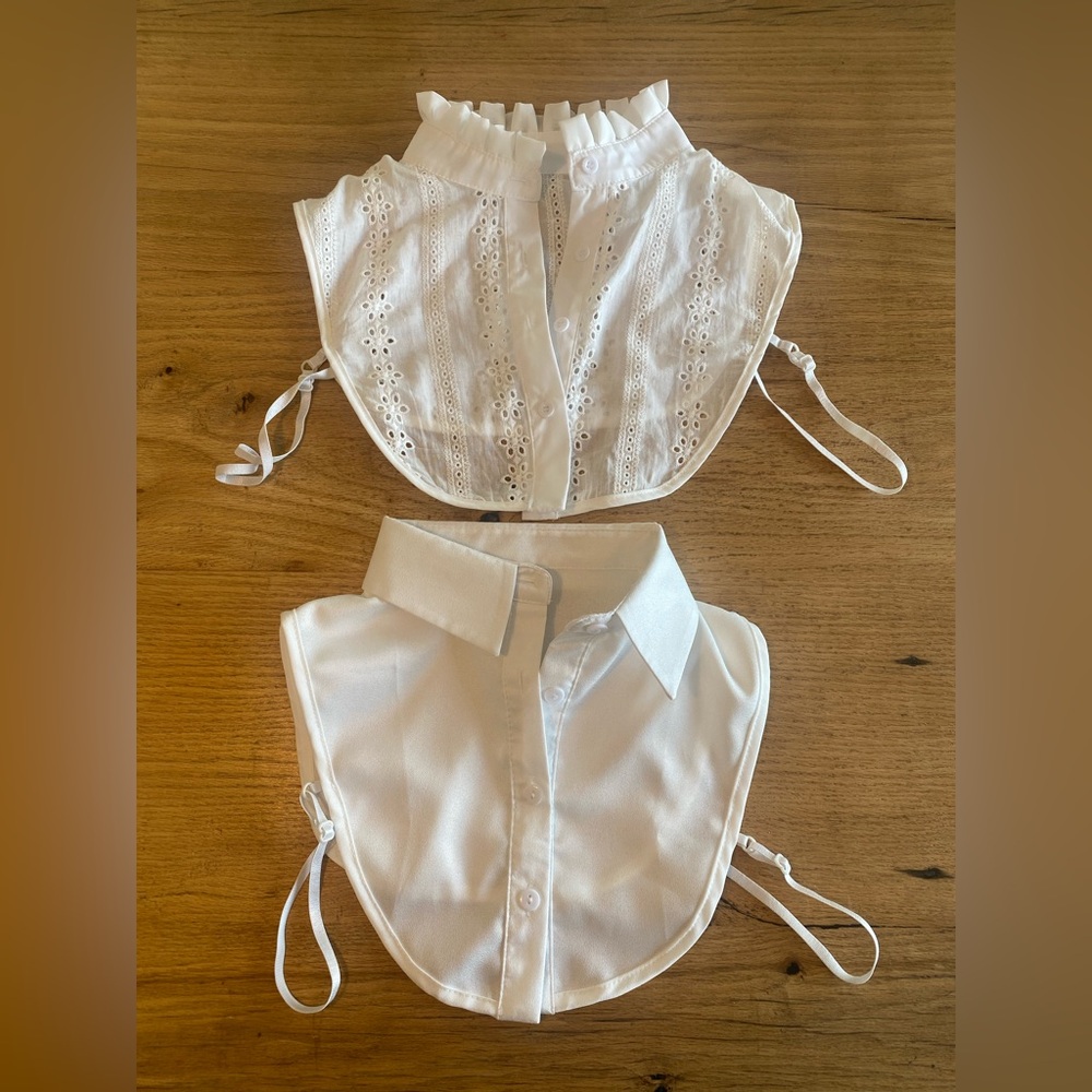 Elegant White Lace and Cotton Women's Collar Top One‎ Size NWOT